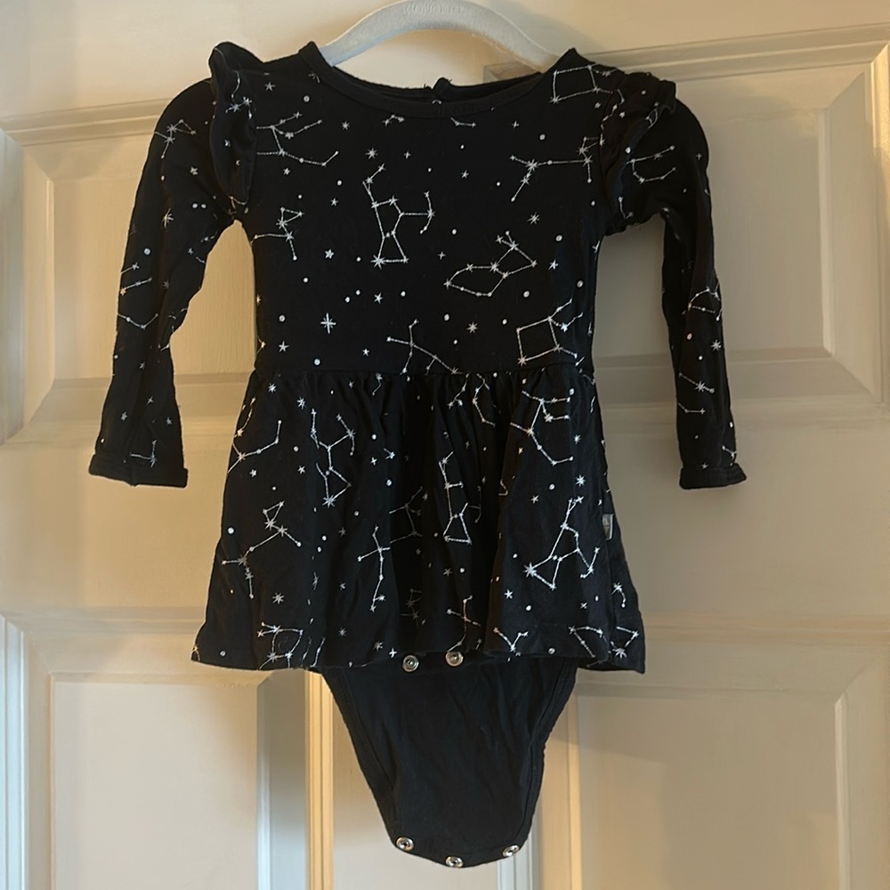 Kyte Baby Twirl Bodysuit Dress (Constellation) | 3-6 mos